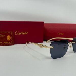 Cartier Gold Frame Sunglasses with Dark Lenses
